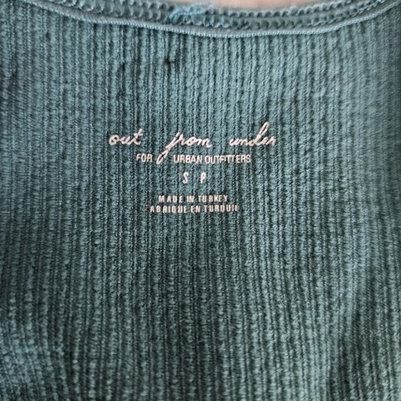 Urban Outfitters Out From Under Green & Pink Plunge Tank Top Ribbed | Size SP - Picture 2 of 4